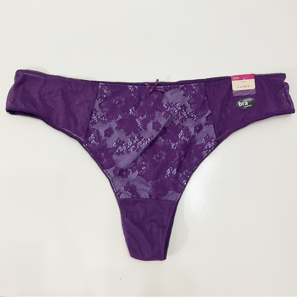 Cacique Tanga Purple‎ Mesh Lace 22/24 D656